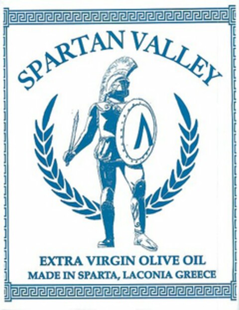 SPARTAN VALLEY V EXTRA VIRGIN OLIVE OIL MADE IN SPARTA, LACONIA GREECE Logo (USPTO, 05.11.2013)