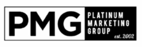 PMG PLATINUM MARKETING GROUP EST. 2002 Logo (USPTO, 08/12/2015)