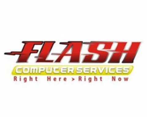 FLASH COMPUTER SERVICES RIGHT HERE > RIGHT NOW Logo (USPTO, 02/17/2010)