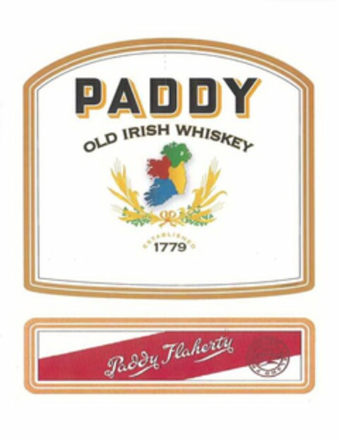 PADDY OLD IRISH WHISKEY ESTABLISHED 1779 PADDY FLAHERTY PRODUCT OF IRELAND EST. 1779 Logo (USPTO, 25.06.2012)