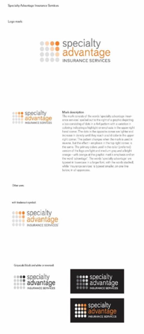 SPECIALTY ADVANTAGE INSURANCE SERVICES Logo (USPTO, 05/02/2014)