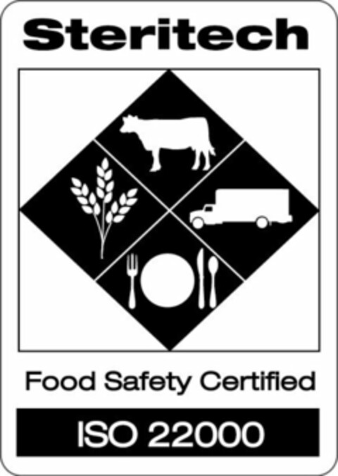 STERITECH FOOD SAFETY CERTIFIED ISO 22000 Logo (USPTO, 08/16/2011)