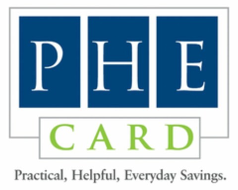 PHE CARD PRACTICAL, HELPFUL, EVERYDAY SAVINGS. Logo (USPTO, 18.06.2013)