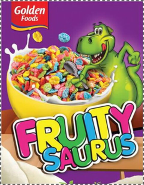 GOLDEN FOODS FRUITY SAURUS Logo (USPTO, 12/10/2013)