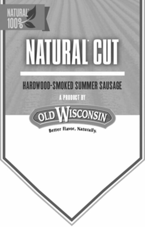 NATURAL CUT HARDWOOD-SMOKED SUMMER SAUSAGE A PRODUCT BY OLD WISCONSIN BETTER FLAVOR, NATURALLY NATURAL 100% Logo (USPTO, 27.07.2015)