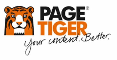 PAGE TIGER YOUR CONTENT. BETTER. Logo (USPTO, 22.08.2019)