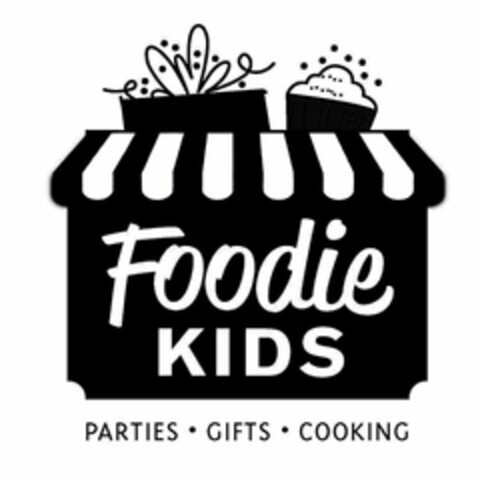 FOODIE KIDS PARTIES · GIFTS · COOKING Logo (USPTO, 30.04.2012)