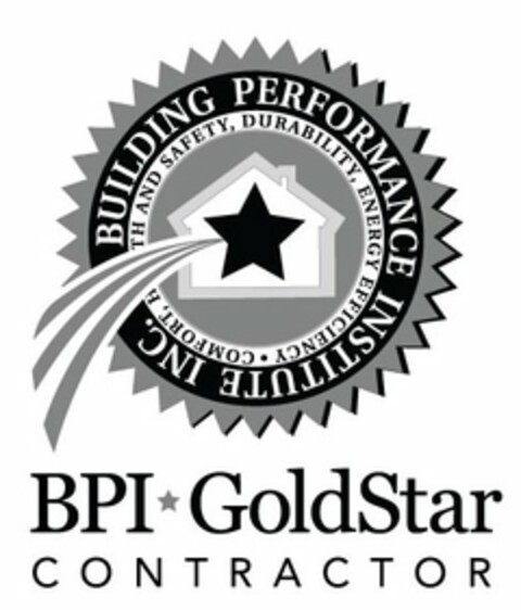 BPI GOLDSTAR CONTRACTOR BUILDING PERFORMANCE INSTITUTE INC. COMFORT, HEALTH AND SAFETY, DURABILITY, ENERGY EFFICIENCY Logo (USPTO, 29.05.2014)