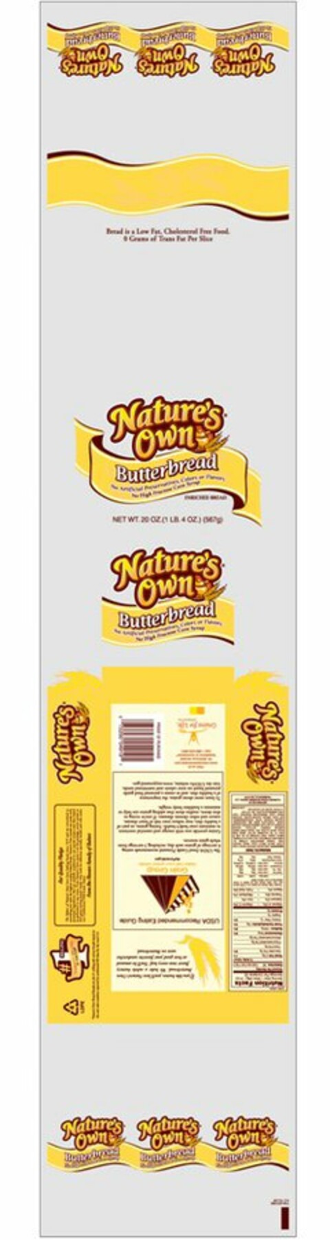 NATURE'S OWN BUTTERBREAD NO ARTIFICIAL PRESERVATIVES, COLORS OR FLAVORS NO HIGH FRUCTOSE CORN SYRUP ENRICHED BREAD Logo (USPTO, 26.09.2011)