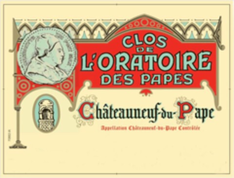 BENEDICTUS XIII PONT MAX CLOS DE L'ORATOIRE DES PAPES CHÂTEAUNEUF-DU-PAPE APPELLATION CHÂTEAUNEUF-DU-PAPE CONTRÔLÉE Logo (USPTO, 06/27/2014)