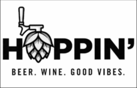 HOPPIN' BEER. WINE. GOOD VIBES. Logo (USPTO, 02/08/2018)