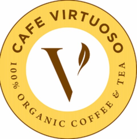 V CAFE VIRTUOSO 100% ORGANIC COFFEE & TEA Logo (USPTO, 20.09.2016)