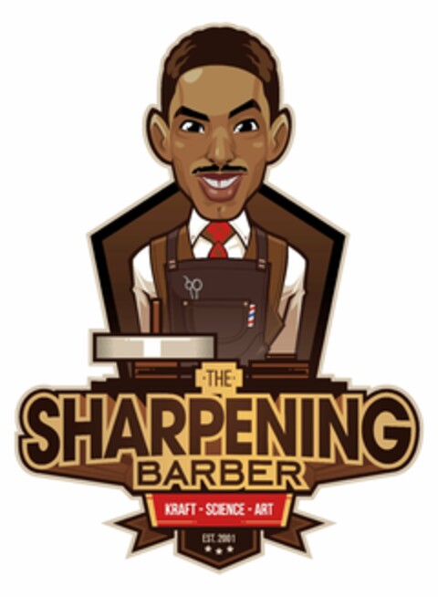 THE SHARPENING BARBER KRAFT- SCIENCE- ART EST 2001 Logo (USPTO, 08/27/2020)