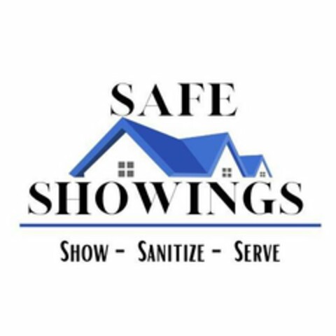 SAFE BLUE ROOF SHOWINGS LINE SHOW DASH SANITIZE DASH SERVE Logo (USPTO, 14.06.2020)