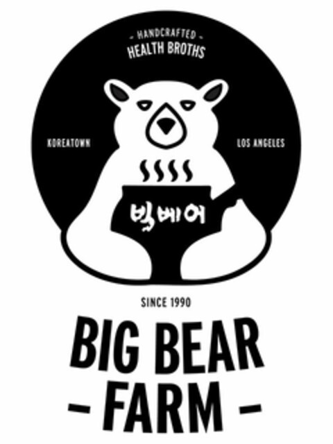 - HANDCRAFTED - HEALTH BROTHS SINCE 1990 BIG BEAR - FARM - KOREATOWN LOS ANGELES Logo (USPTO, 10.08.2020)