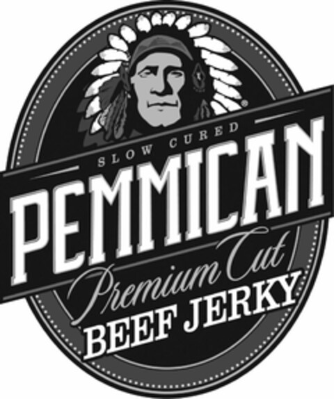 SLOW CURED PEMMICAN PREMIUM CUT BEEF JERKY Logo (USPTO, 30.06.2009)