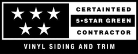 CERTAINTEED 5 · STAR GREEN CONTRACTOR VINYL SIDING AND TRIM Logo (USPTO, 09.07.2012)