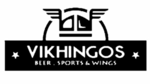 VIKHINGOS BEER, SPORTS & WINGS Logo (USPTO, 08.02.2013)