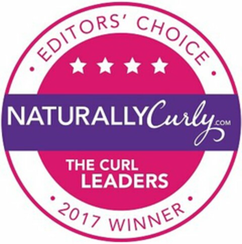 NATURALLYCURLY.COM · EDITOR'S CHOICE · THE CURL LEADERS · 2017 WINNER · Logo (USPTO, 11.09.2017)