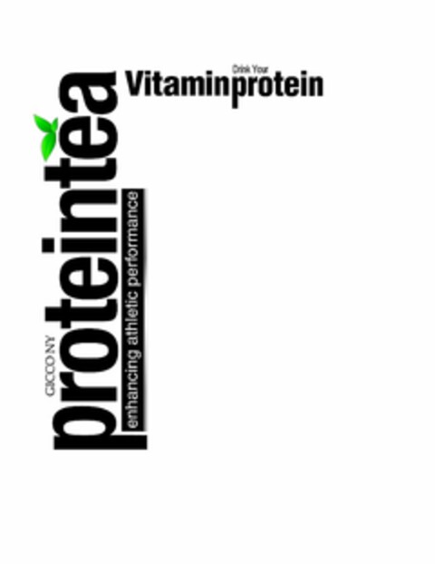 GICCO NY PROTEINTEA DRINK YOUR VITAMINPROTEIN Logo (USPTO, 26.04.2012)