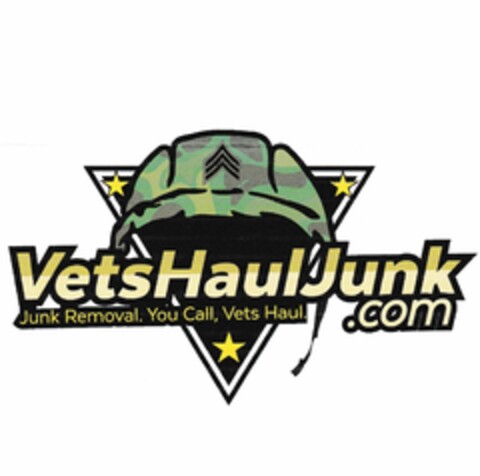 VETSHAULJUNK.COM JUNK REMOVAL. YOU CALL, VETS HAUL. Logo (USPTO, 27.12.2017)