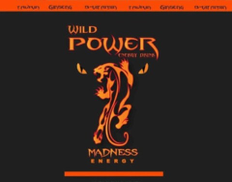 WILD POWER MADNESS ENERGY TAURIN GINSENG B-VITAMIN TAURIN GINSENG B-VITAMIN Logo (USPTO, 17.05.2019)