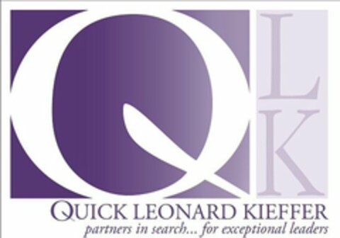 QLK QUICK LEONARD KIEFFER PARTNERS IN SEARCH... FOR EXCEPTIONAL LEADERS Logo (USPTO, 08/03/2015)