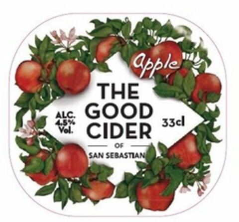 APPLE ALC 4,5% VOL. THE GOOD CIDER 33 CL OF SAN SEBASTIAN Logo (USPTO, 10.08.2015)