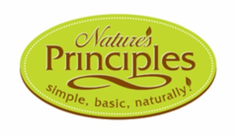 NATURE'S PRINCIPLES SIMPLE, BASIC, NATURALLY! Logo (USPTO, 10/07/2015)