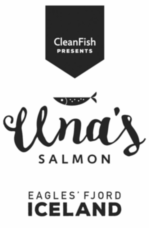 CLEANFISH PRESENTS UNA'S SALMON EAGLES'FJORD ICELAND Logo (USPTO, 11.07.2017)