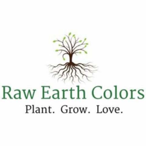 RAW EARTH COLORS PLANT. GROW. LOVE. Logo (USPTO, 23.12.2019)