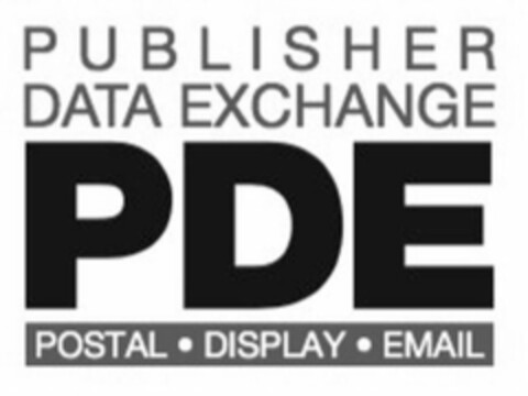 PUBLISHER DATA EXCHANGE PDE POSTAL DISPLAY EMAIL Logo (USPTO, 31.08.2017)