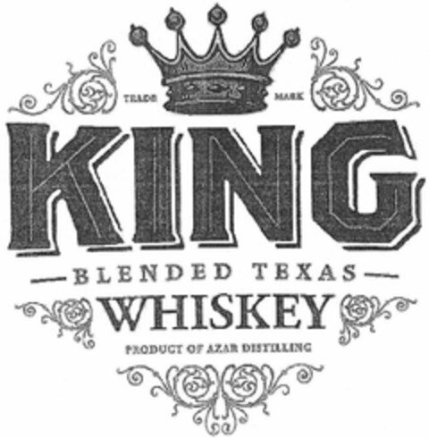 KING BLENDED TEXAS WHISKEY TRADE MARK PRODUCT OF AZAR DISTILLING Logo (USPTO, 18.08.2011)