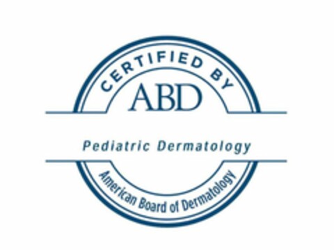 CERTIFIED BY ABD PEDIATRIC DERMATOLOGY AMERICAN BOARD OF DERMATOLOGY Logo (USPTO, 12/03/2015)