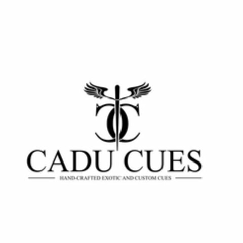 CADU CUES CC  HAND-CRAFTED EXOTIC AND CUSTOM CUES Logo (USPTO, 11/04/2017)