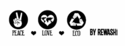 PEACE LOVE ECO BY REWASH Logo (USPTO, 20.03.2019)