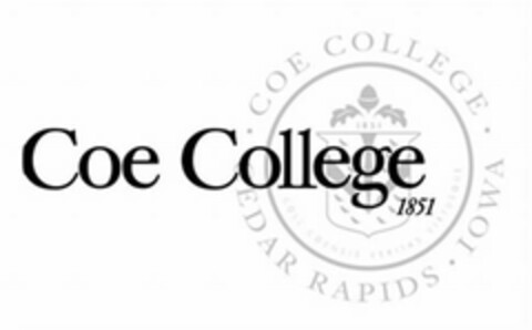 COE COLLEGE 1851 · COE COLLEGE · CEDAR RAPIDS · IOWA · COLL COENSIS VERITAS VIRTUSQUE Logo (USPTO, 14.06.2010)