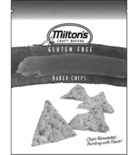 MILTON'S CRAFT BAKERS, GLUTEN FREE, BAKED CHIPS CHIPS REINVENTED...BURSTING WITH FLAVOR! Logo (USPTO, 16.11.2015)