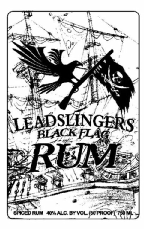 LEADSLINGERS BLACK FLAG RUM SPICED RUM 40% ALC. BY VOL. (80 PROOF) 750 ML Logo (USPTO, 23.02.2016)