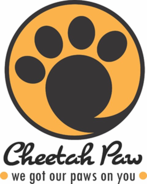 CHEETAH PAW WE GOT OUR PAWS ON YOU Logo (USPTO, 01/29/2018)