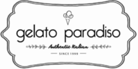 GELATO PARADISO AUTHENTIC ITALIAN SINCE1999 Logo (USPTO, 03/26/2018)