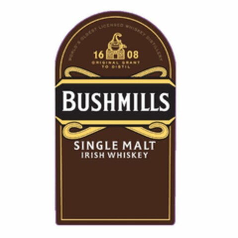 1608 ORIGINAL GRANT TO DISTIL WORLD'S OLDEST LICENSED WHISKEY DISTILLERY OLD BUSHMILLS BUSHMILLS SINGLE MALT IRISH WHISKEY Logo (USPTO, 06/26/2020)