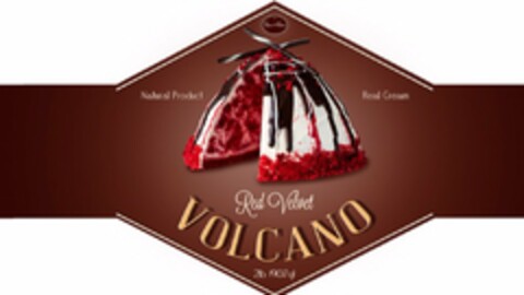 VOLCANO NATURAL PRODUCT RED VELVET REAL CREAM Logo (USPTO, 23.11.2015)