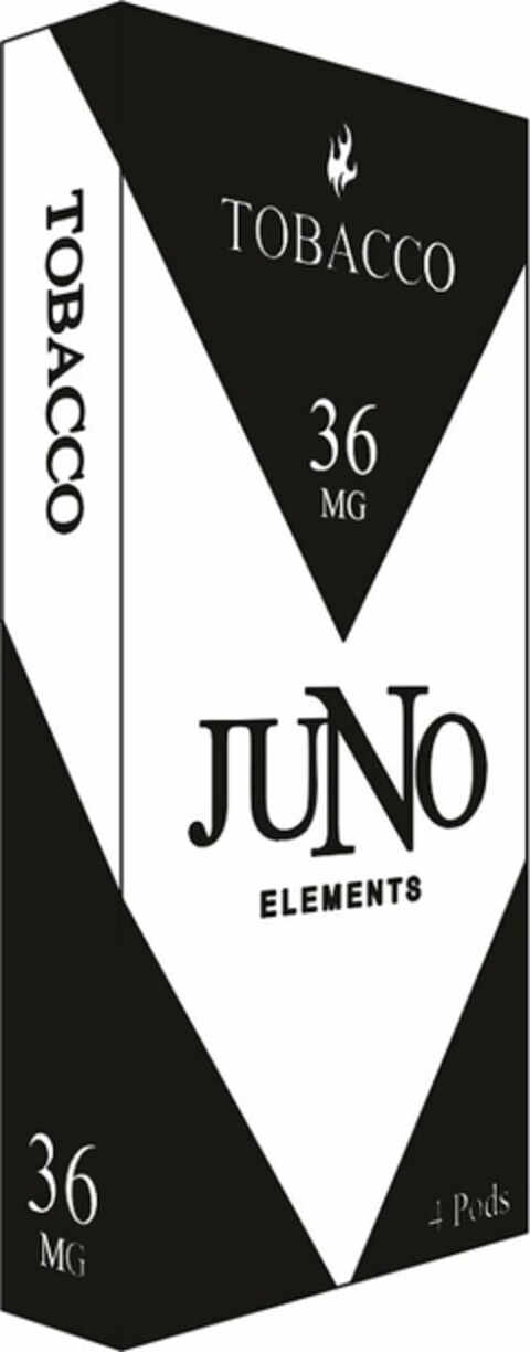 JUNO ELEMENTS TOBACCO 36 MG 4 PODS Logo (USPTO, 08/24/2018)