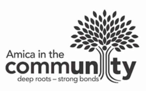 AMICA IN THE COMMUNITY DEEP ROOTS - STRONG BONDS Logo (USPTO, 01/21/2019)