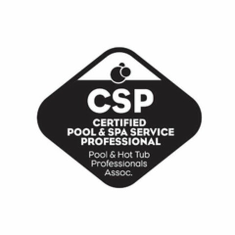 CSP CERTIFIED POOL & SPA SERVICE PROFESSIONAL POOL & HOT TUB PROFESSIONALS ASSOC. Logo (USPTO, 09/30/2019)