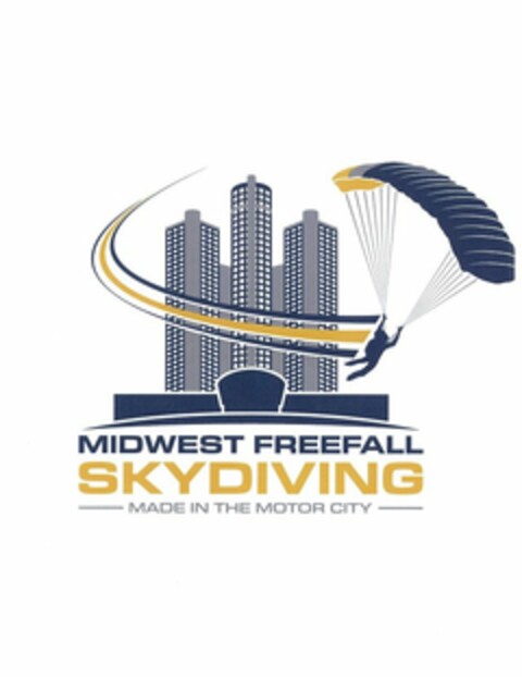 MIDWEST FREEFALL SKYDIVING MADE IN THE MOTOR CITY Logo (USPTO, 04/14/2015)
