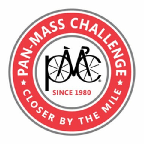 PAN-MASS CHALLENGE CLOSER BY THE MILE SINCE 1980 PMC Logo (USPTO, 04.05.2016)