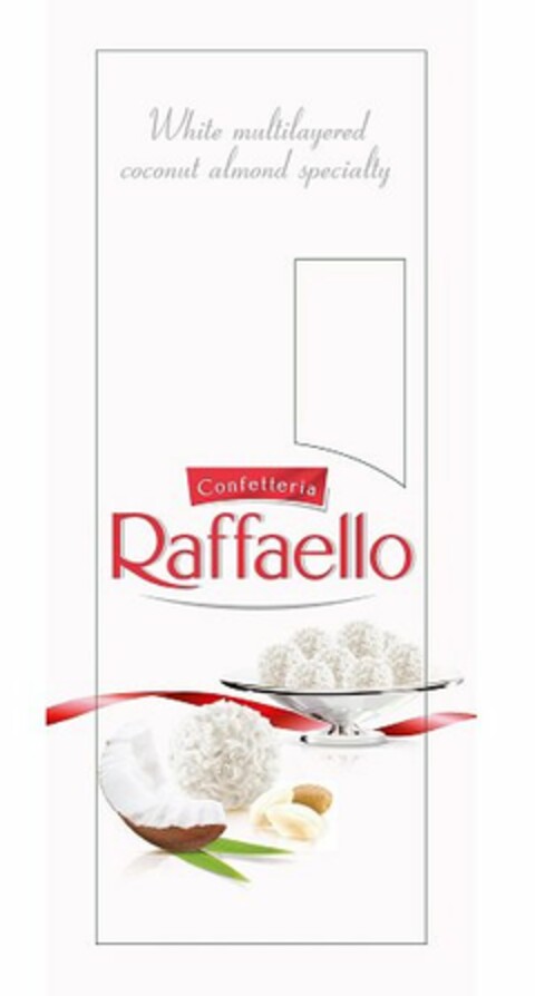 CONFETTERIA RAFFAELLO WHITE MULTILAYERED COCONUT ALMOND SPECIALTY Logo (USPTO, 12.02.2018)