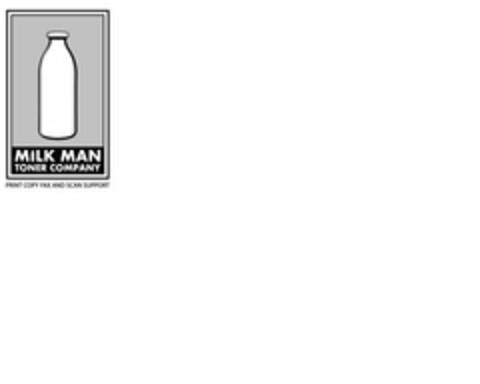 MILK MAN TONER COMPANY; PRINT COPY FAX AND SCAN SUPPORT Logo (USPTO, 12/06/2013)